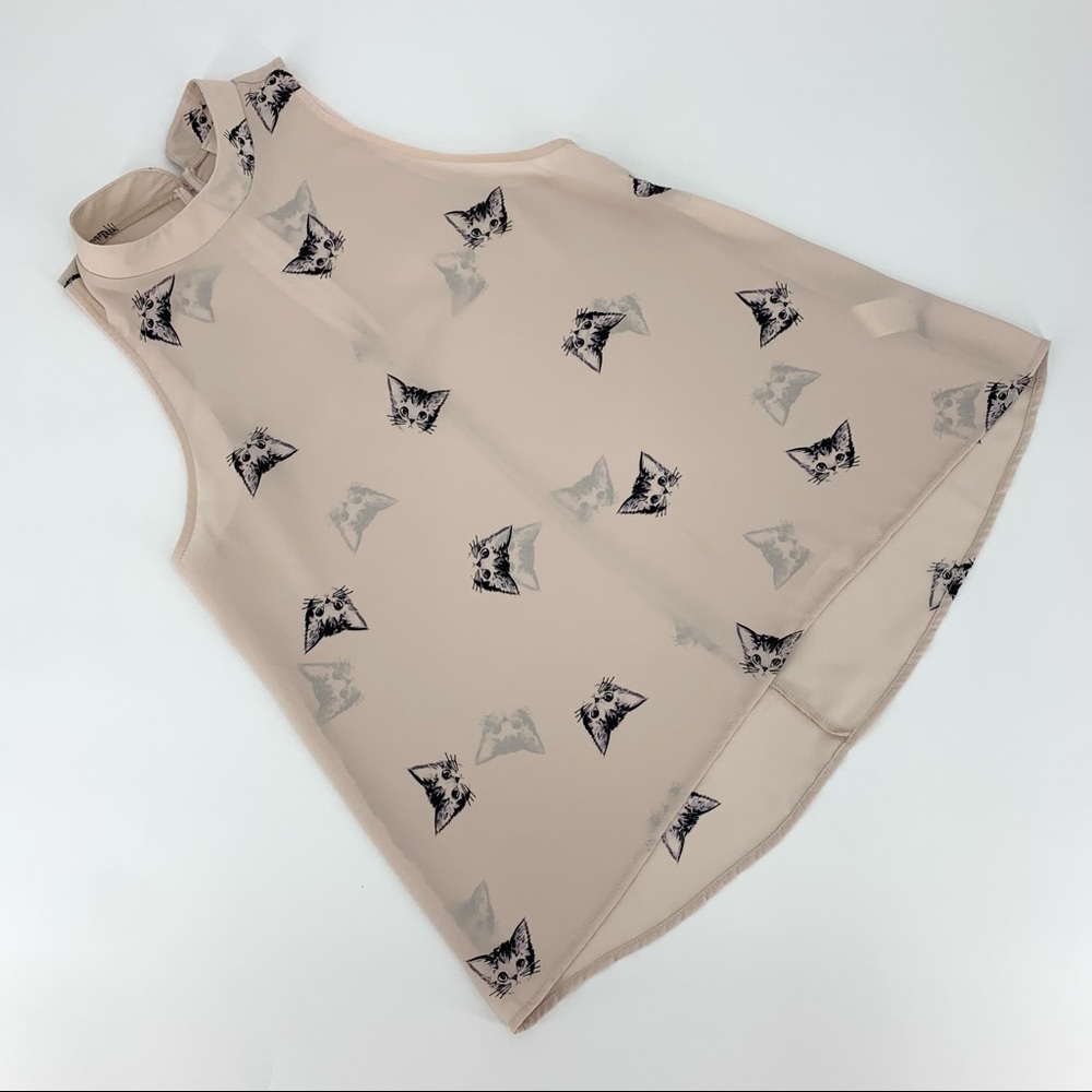 Everly Sleeveless Kitten Mock Neck Blouse, Small
